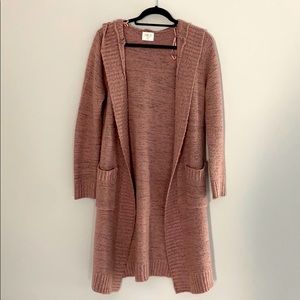 Pink hooded cardigan